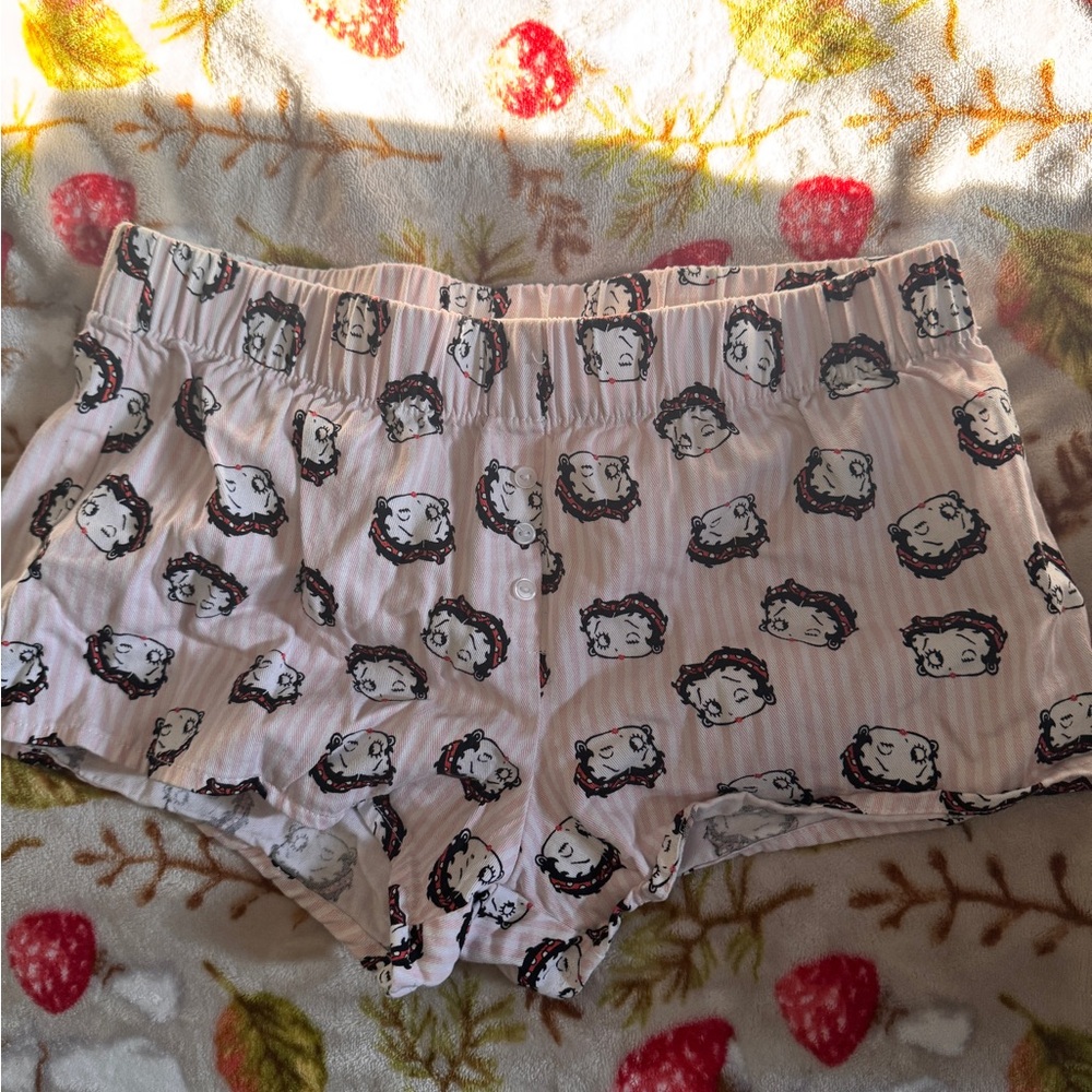 Pink Cartoon Print Women's Sleep Shorts
